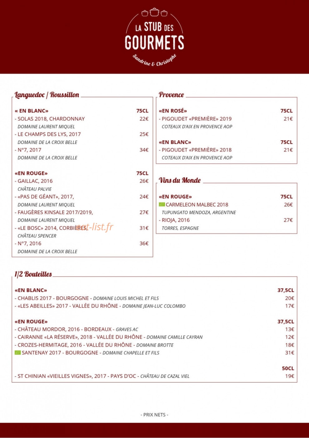 La Stub des Gourmets — carte page 6