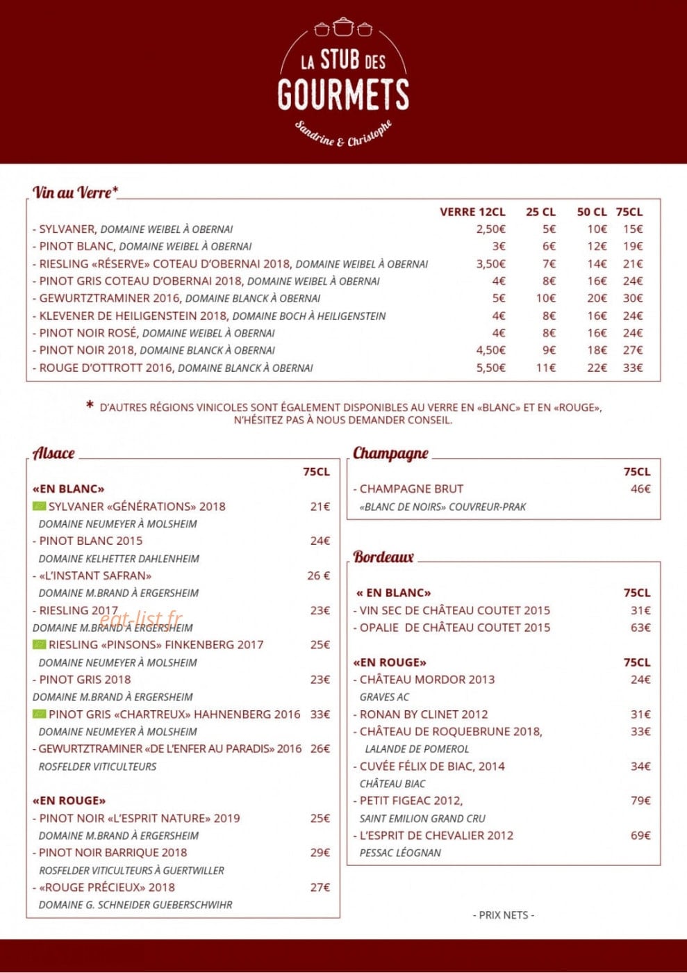 La Stub des Gourmets — carte page 4