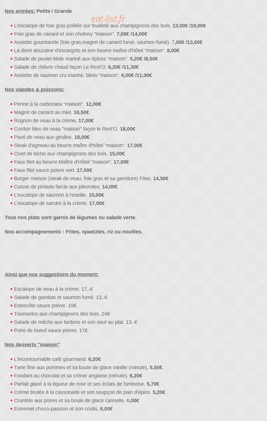 Le Rest’o — carte page 2