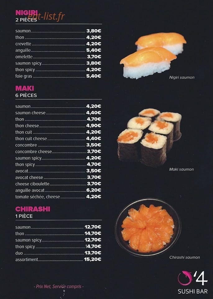 O'4 Sushi — carte page 3