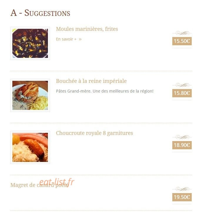 Restaurant La Halle Aux Blés — carte page 1