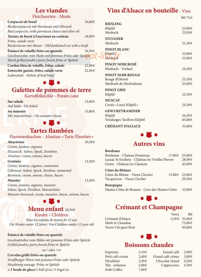 Taverne Sainte Odile — carte page 3