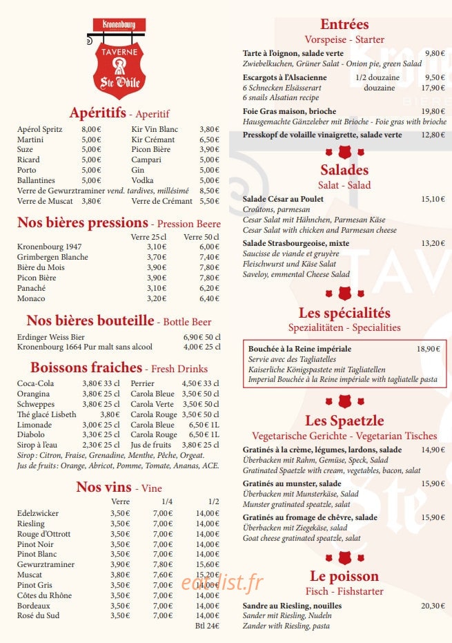 Taverne Sainte Odile — carte page 2