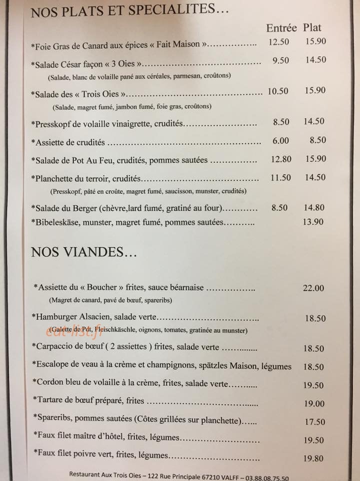 Aux Trois Oies — carte page 1