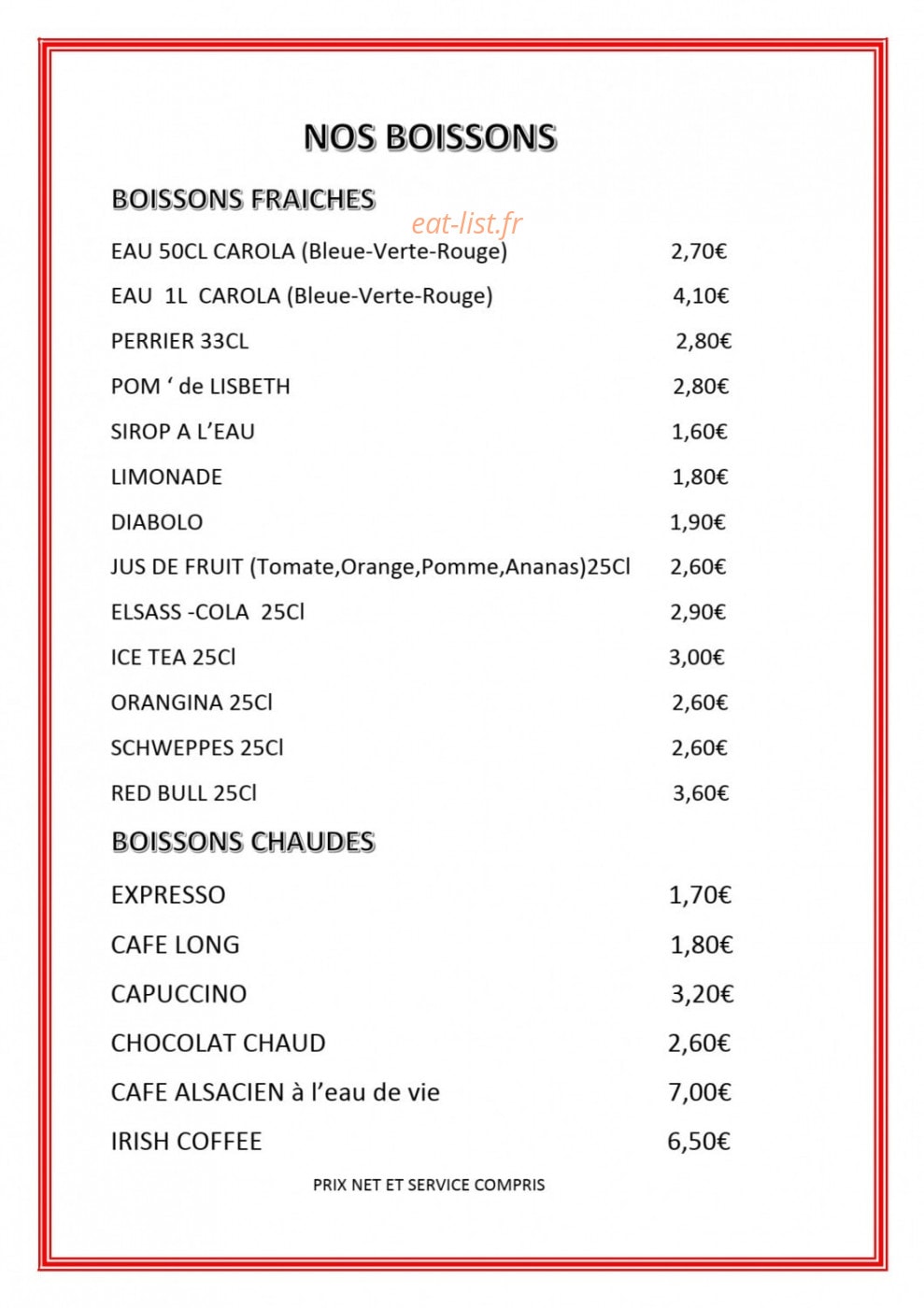 Chez Albert — carte page 3