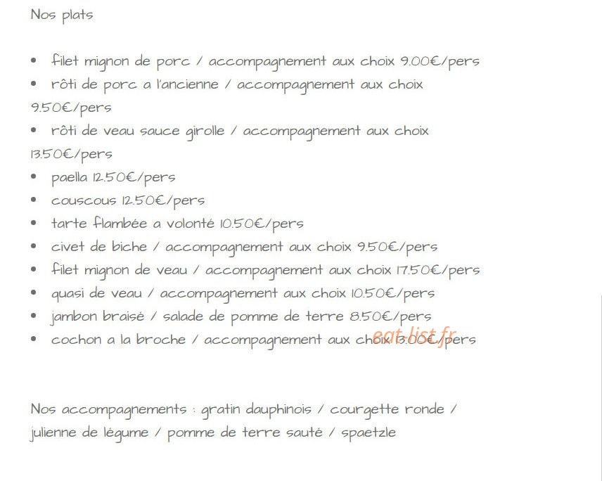 Traiteur Jerôme — carte page 2