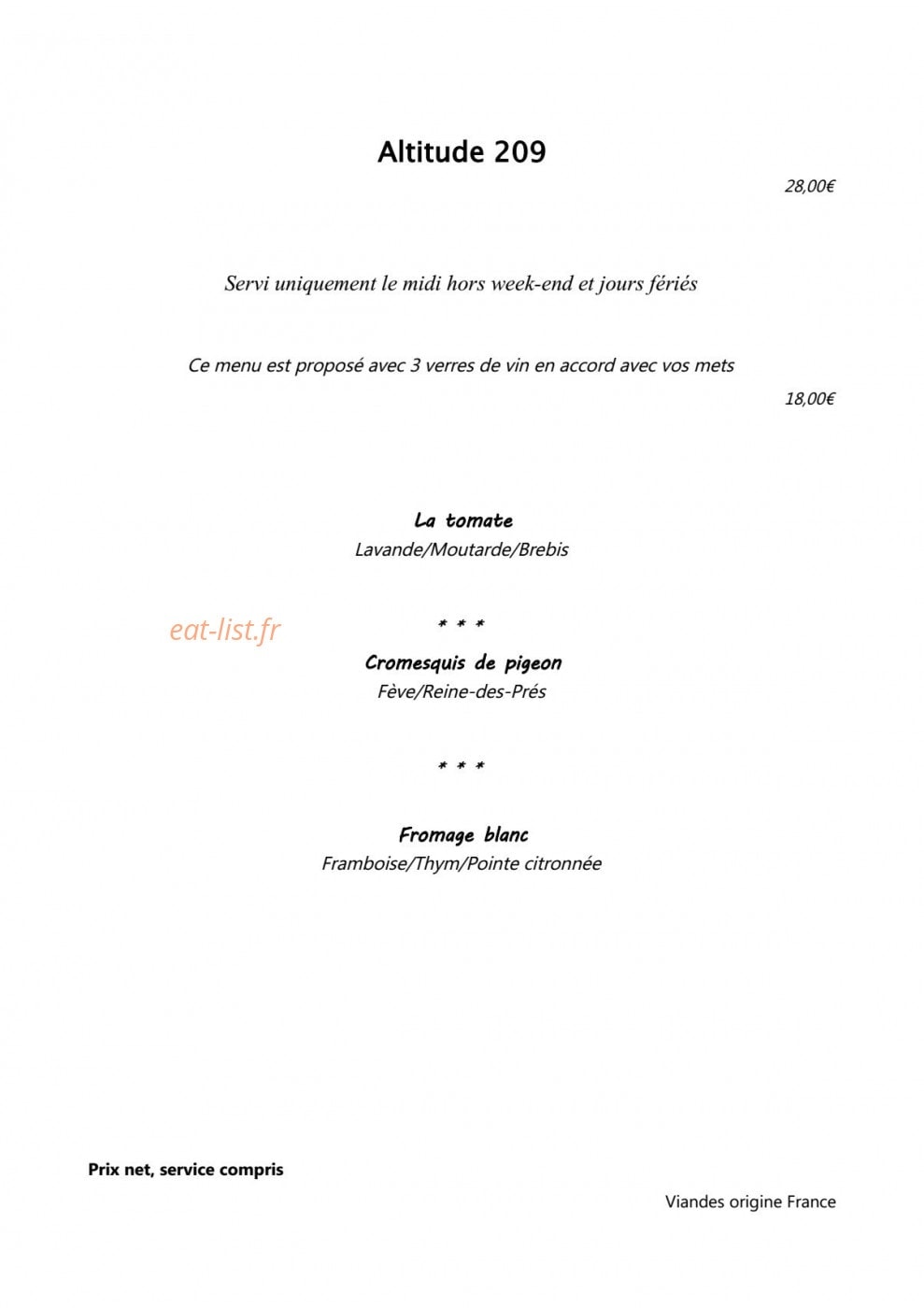 Auberge chez Guth — carte page 1