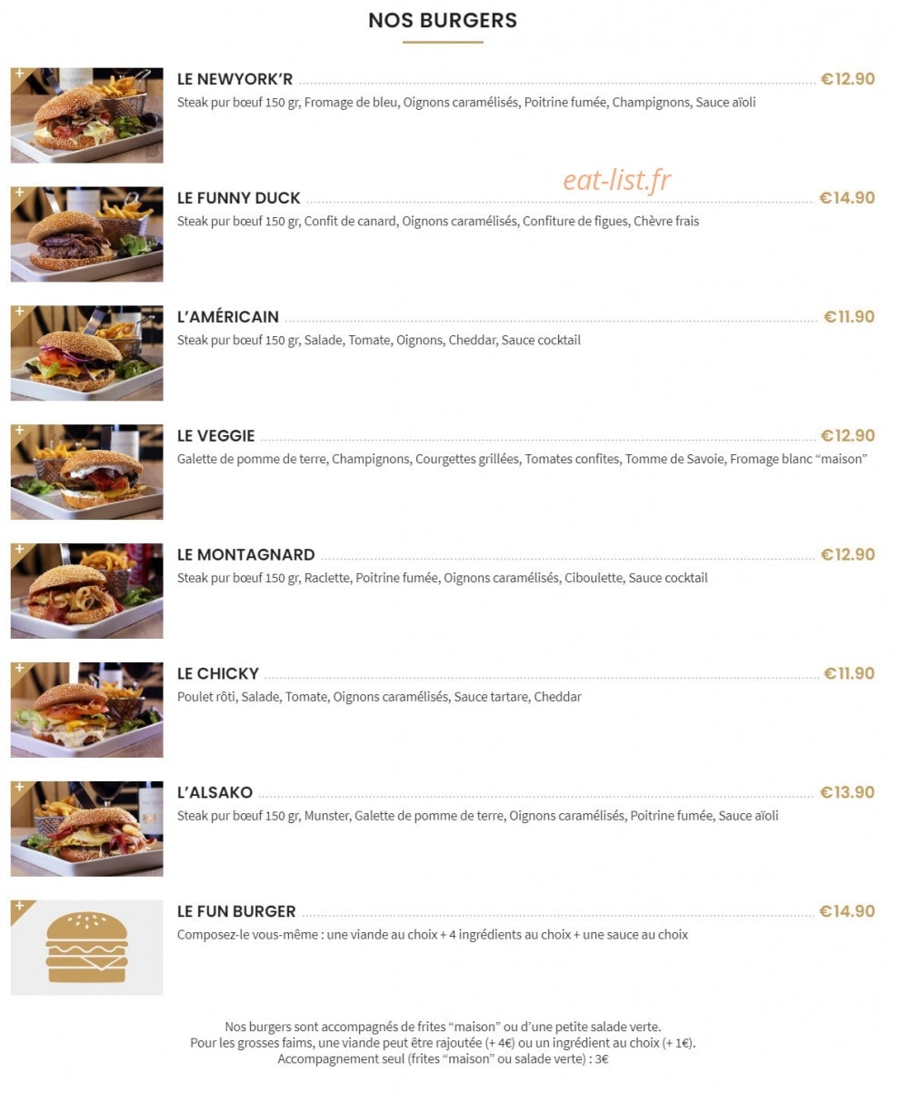Fun Burger — carte page 1