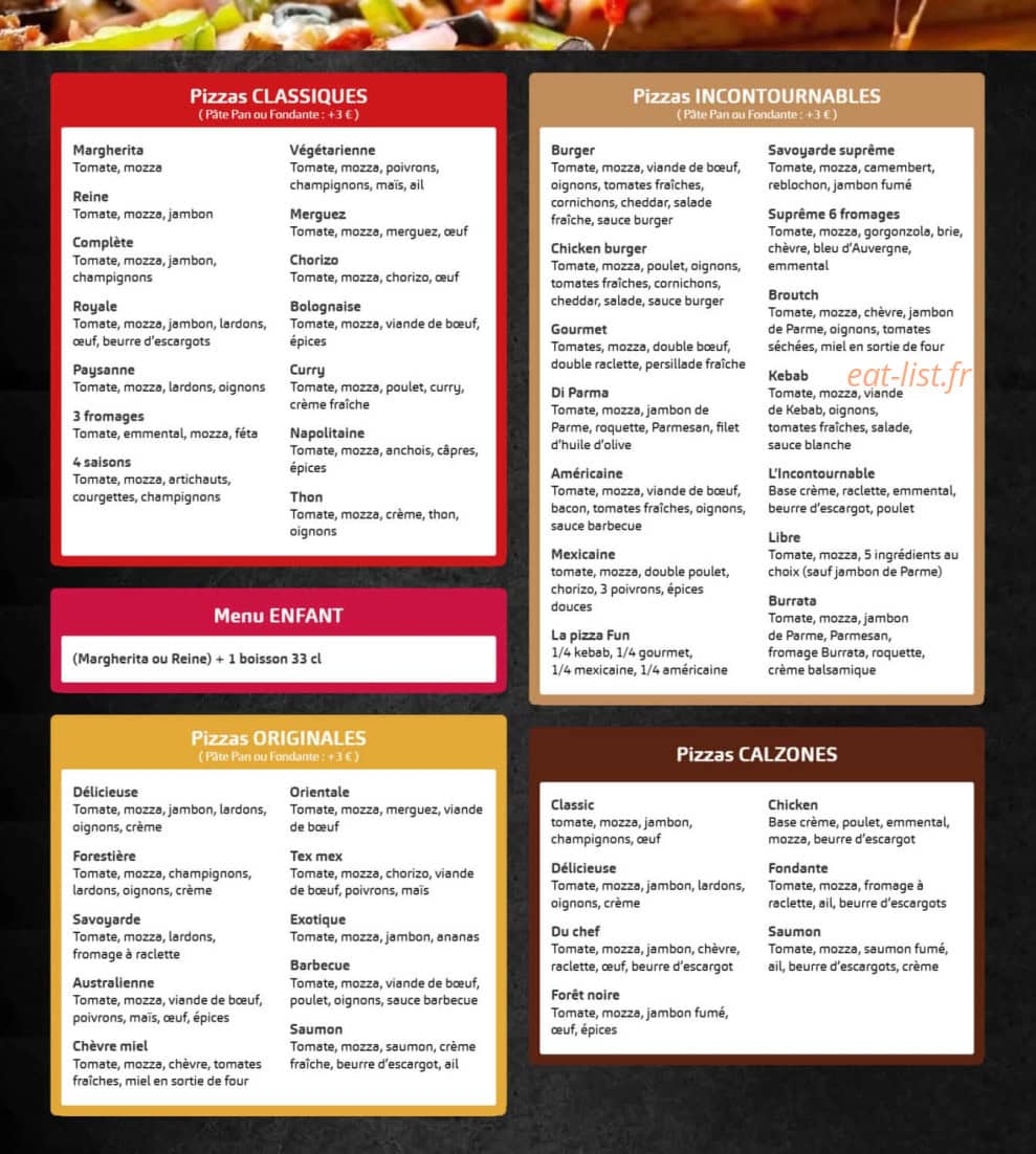 Fun Pizza — carte page 1