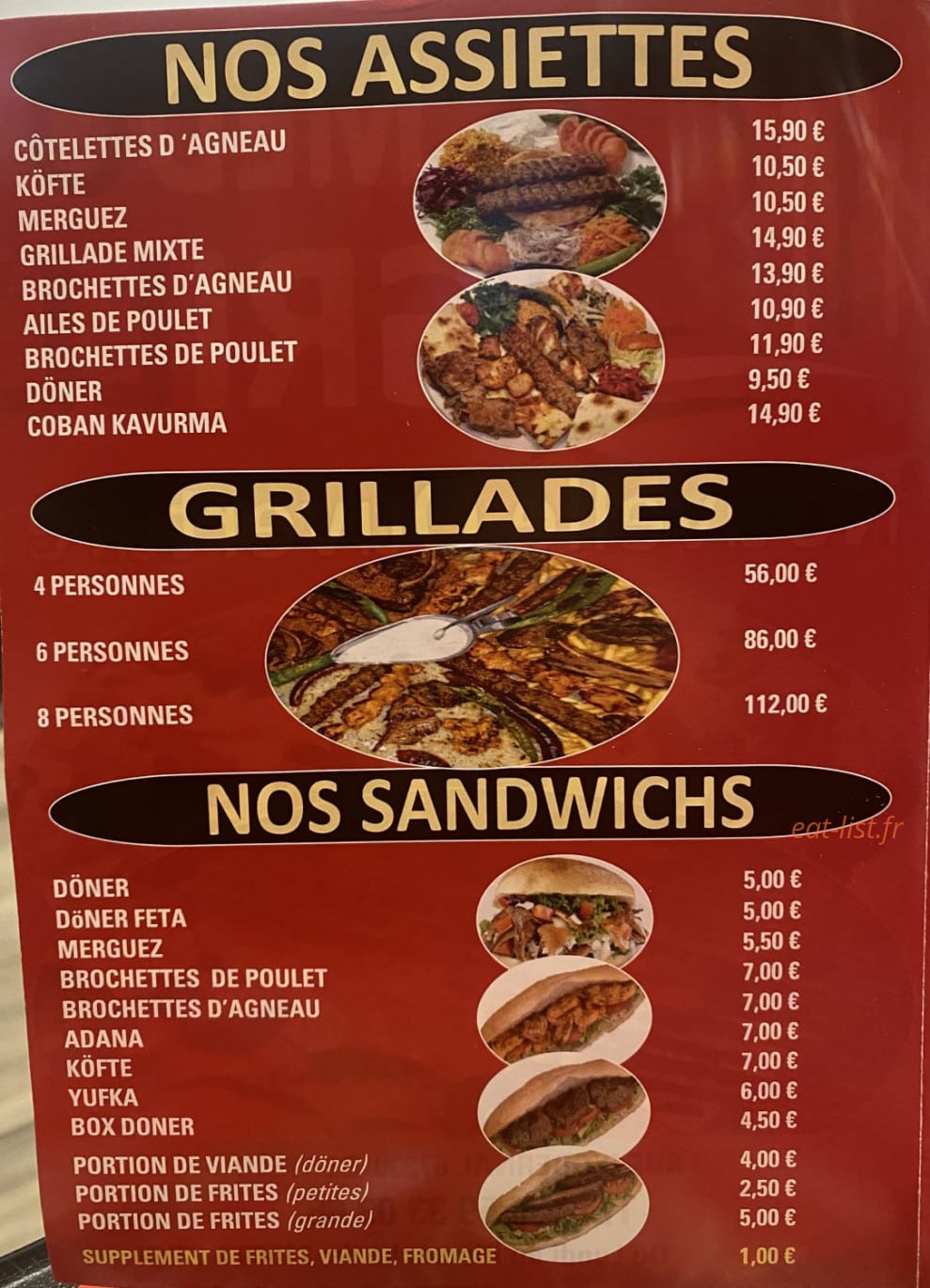 Medo Grill — carte page 1