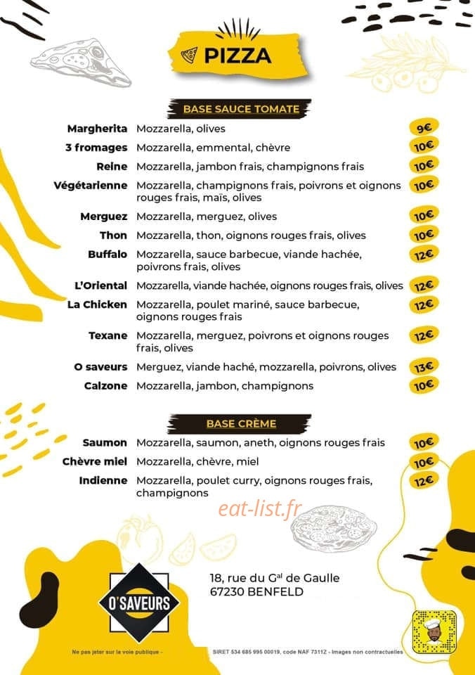 Ô Saveurs — carte page 2