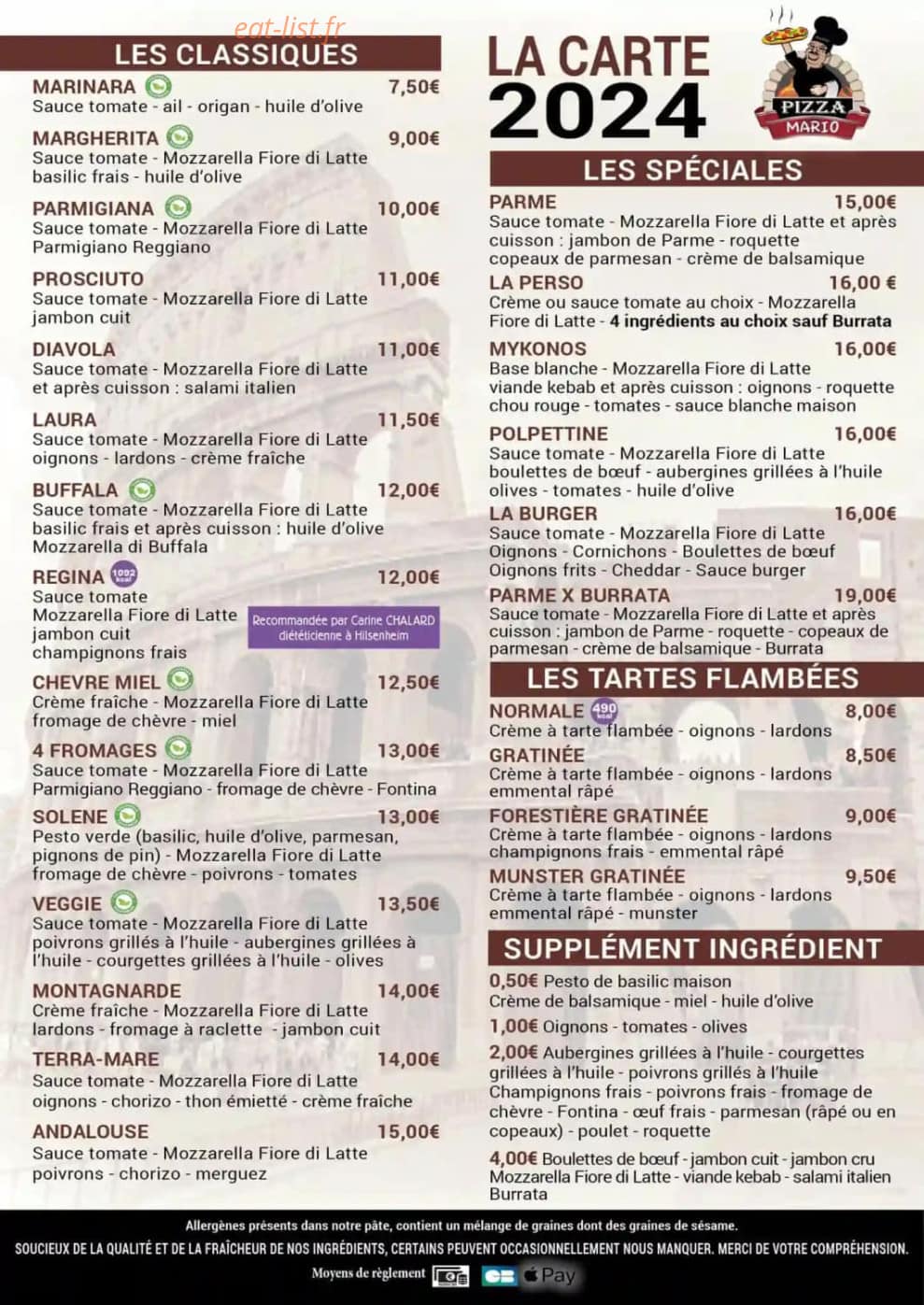 Pizza Mario — carte page 1