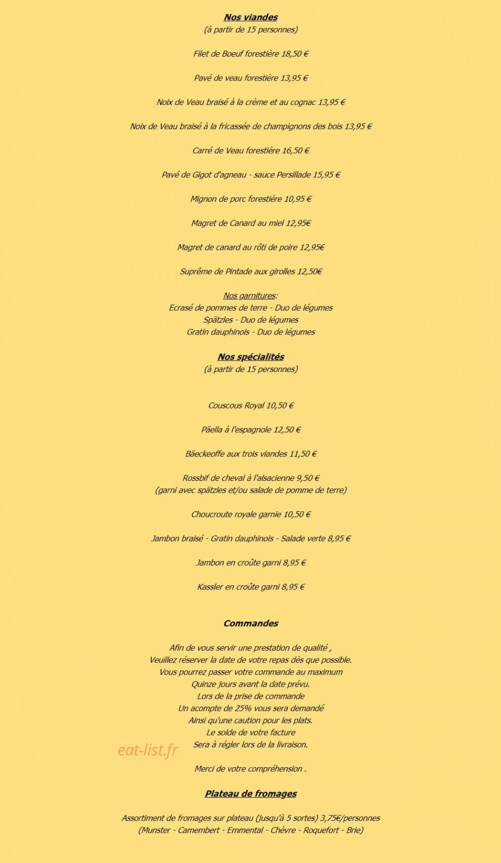 Traiteur Fritsch — carte page 3