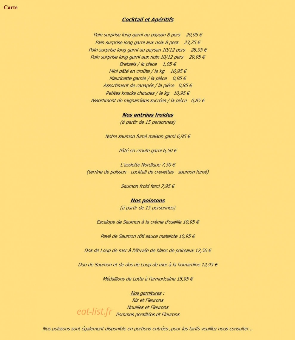 Traiteur Fritsch — carte page 2