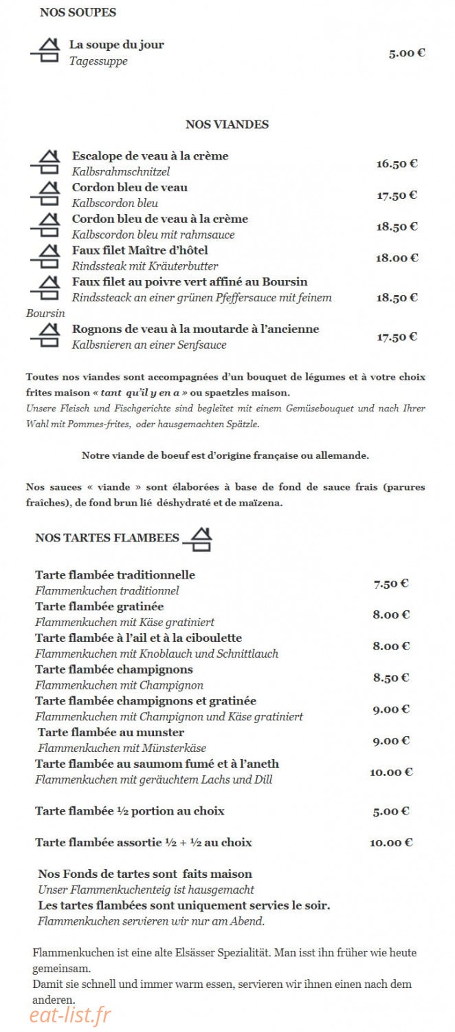 Auberge B'm Hans à Obenheim - Menu Et Photos