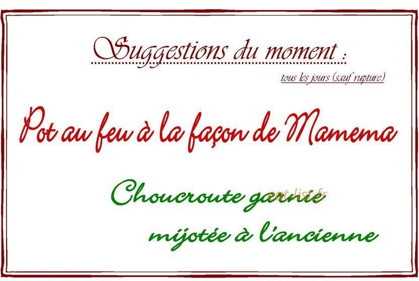 Aux Petits Plats De Mamema — carte page 1