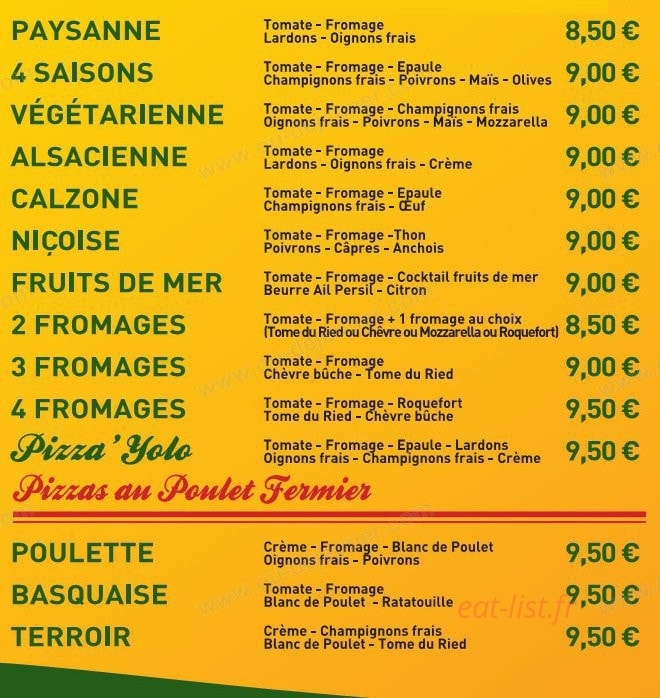 Pizza'Yolo — carte page 2