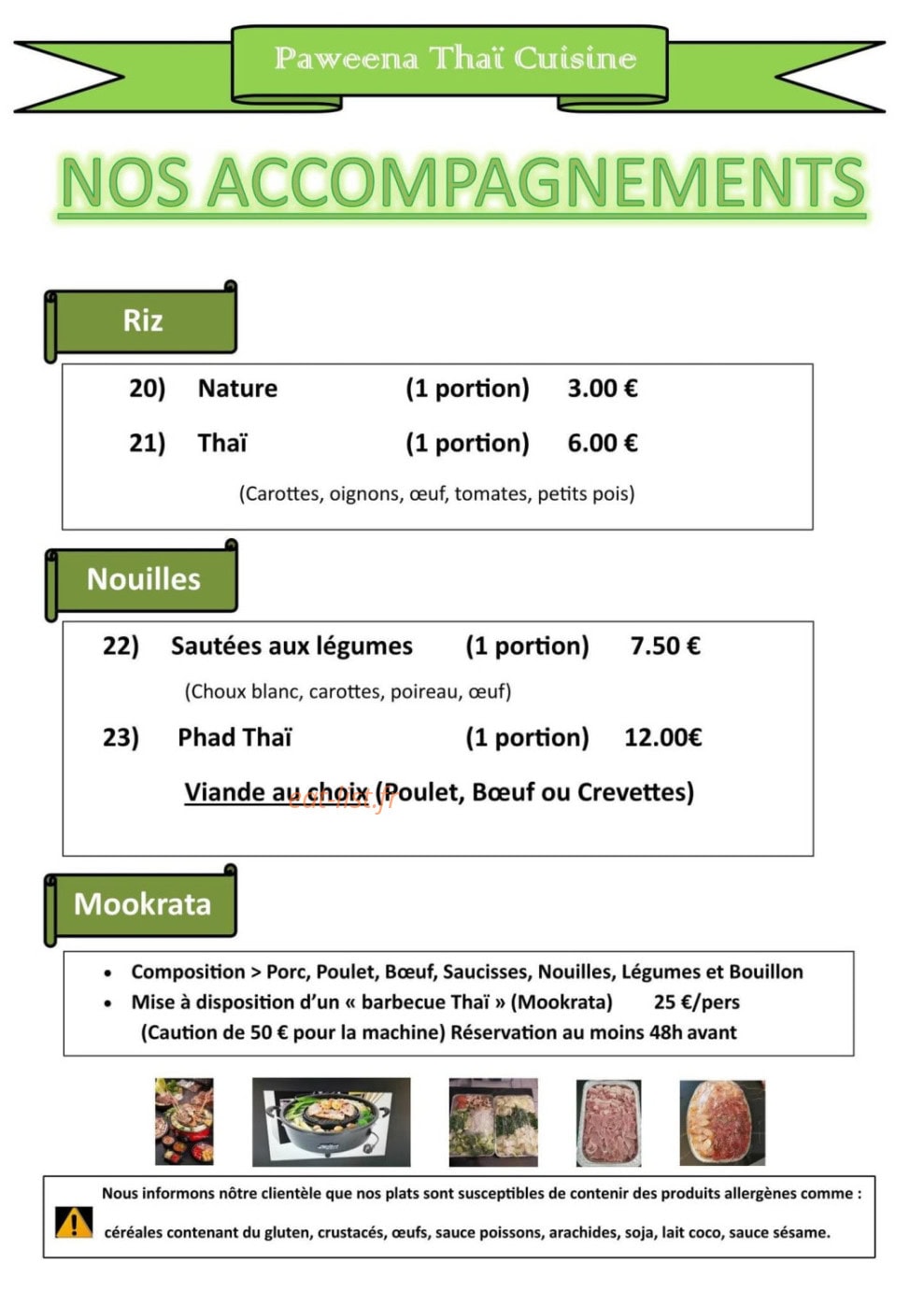 Paweena Thaï Cuisine — carte page 3