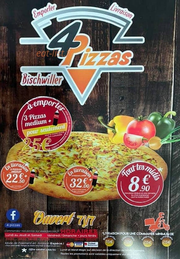4 Pizzas — carte page 1