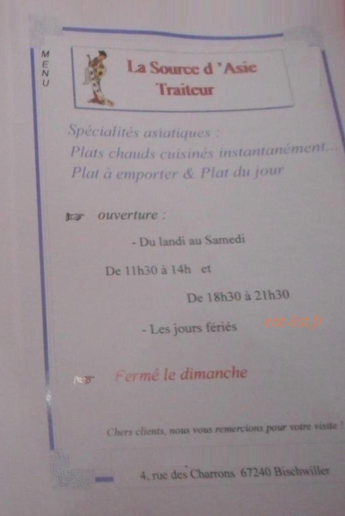 La Source D'asie — carte page 1