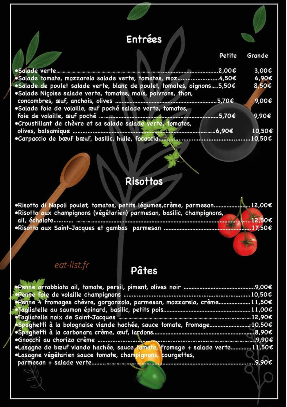 Restaurant Le Napoli — carte page 1