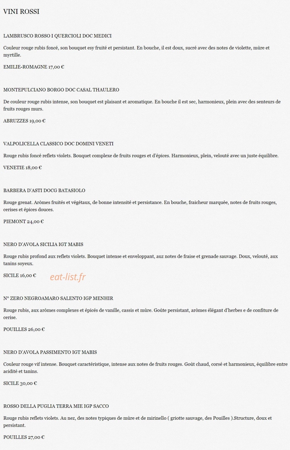 La Tavola d'Italia — carte page 6