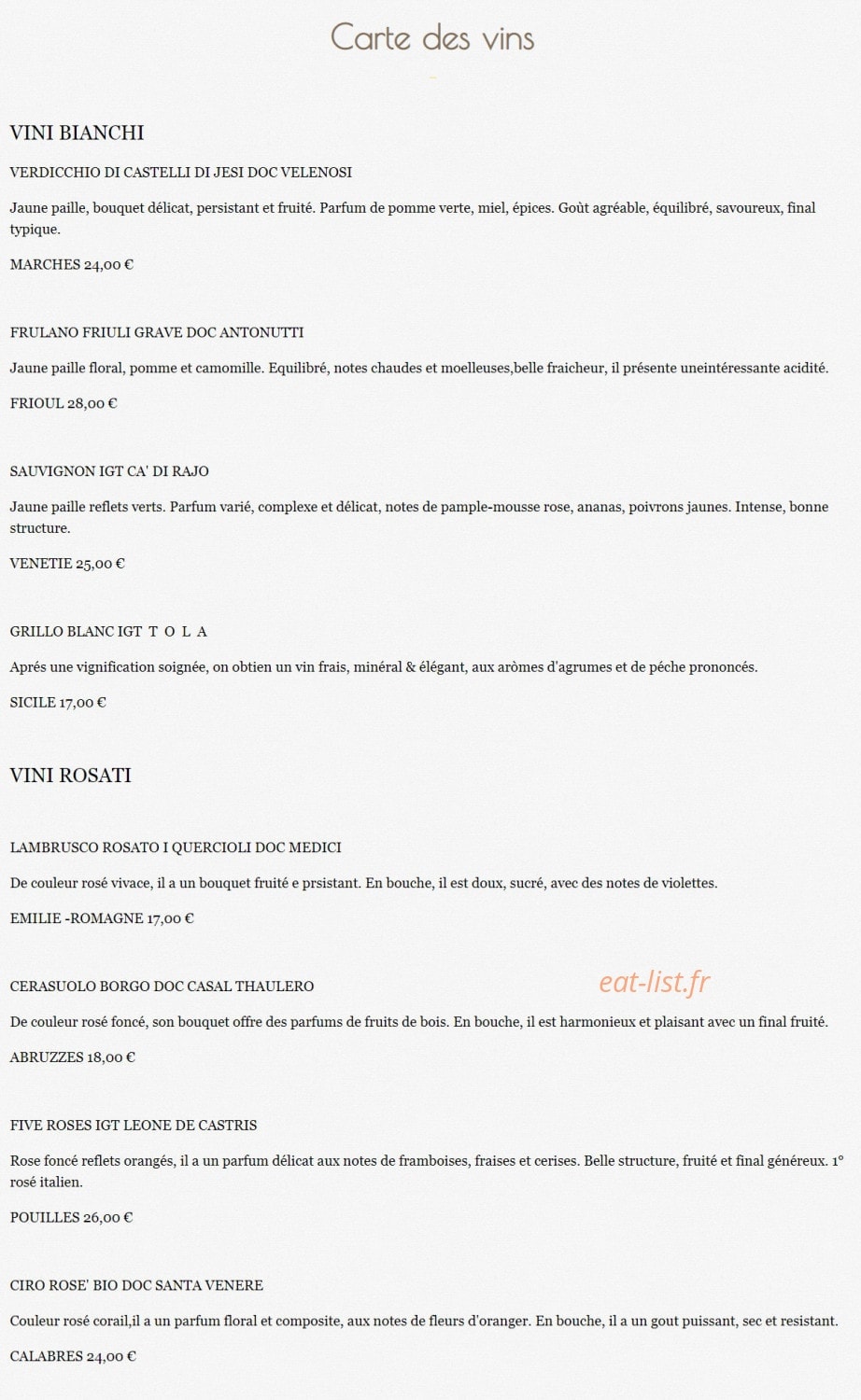 La Tavola d'Italia — carte page 5