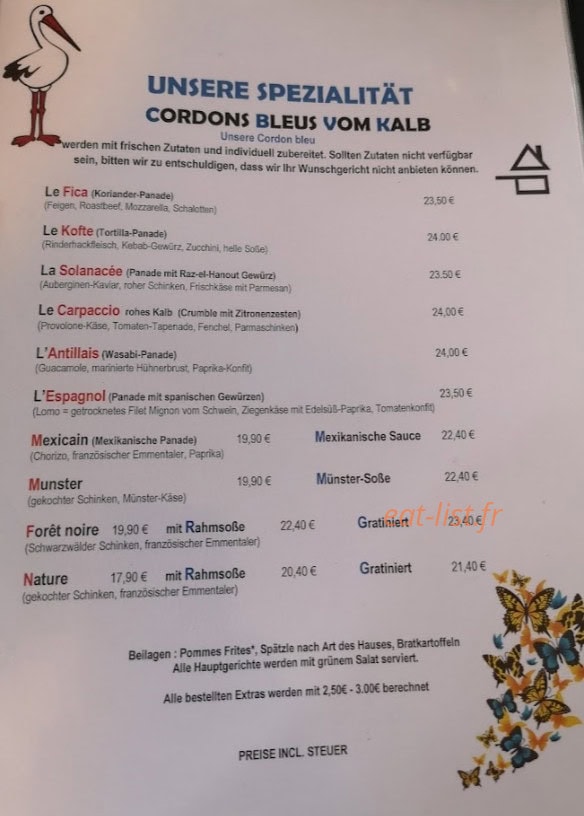Les Cordons Bleus — carte page 1