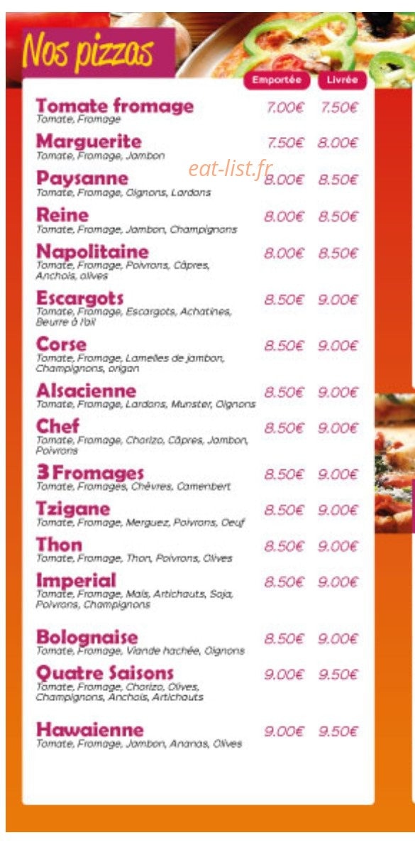Domi Pizza — carte page 1