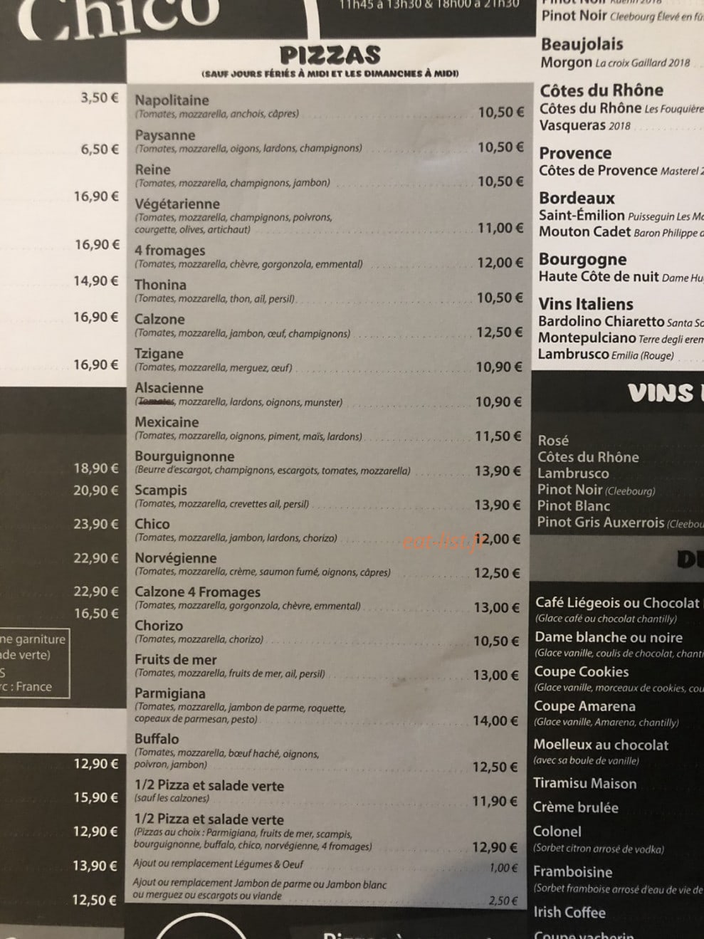 Chez Chico — carte page 1