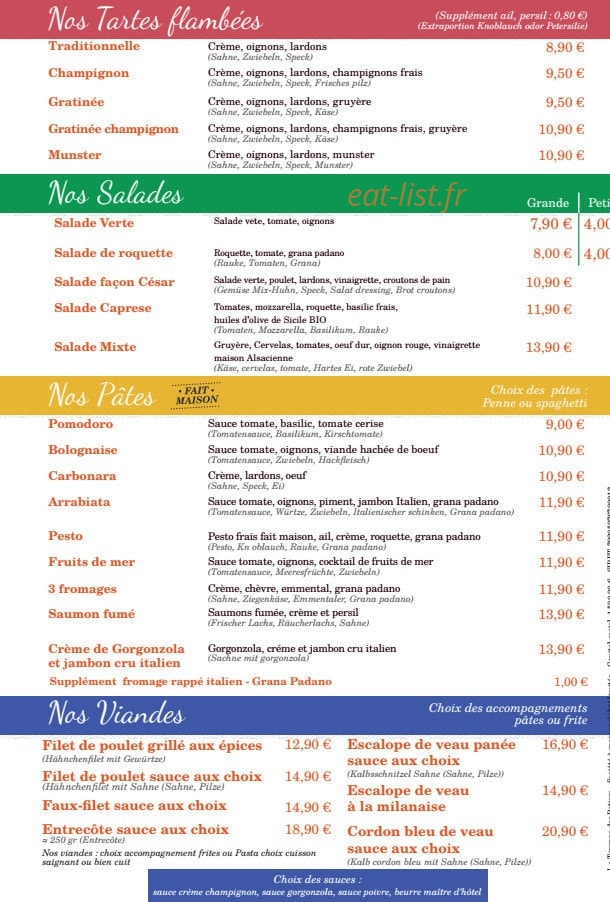 La Taverne du Soultzerland — carte page 1