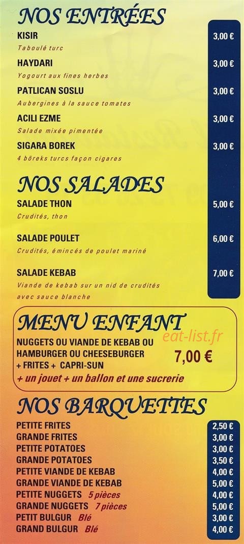 Restaurant Nil — carte page 1