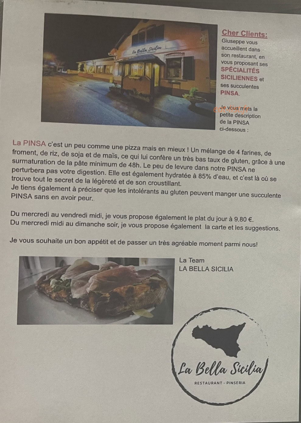 La Bella Sicilia — carte page 1