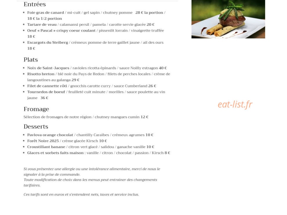 Restaurant de l'écluse 16 — carte page 2