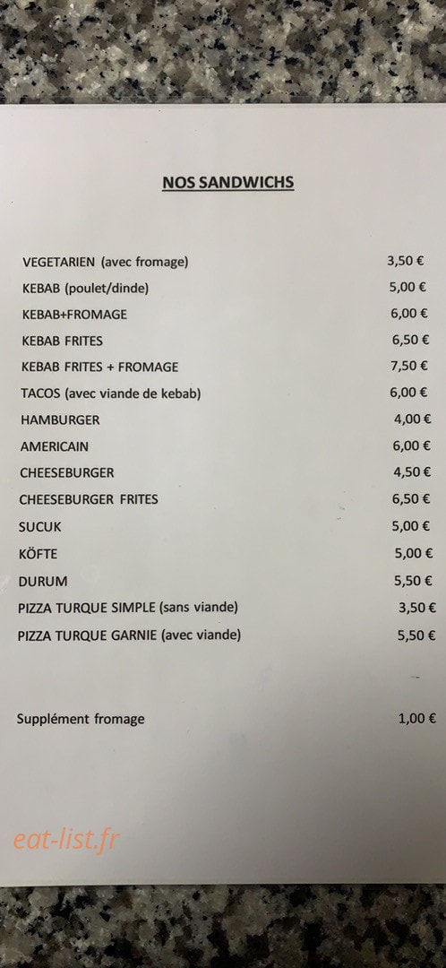 Mondial Kebab — carte page 1