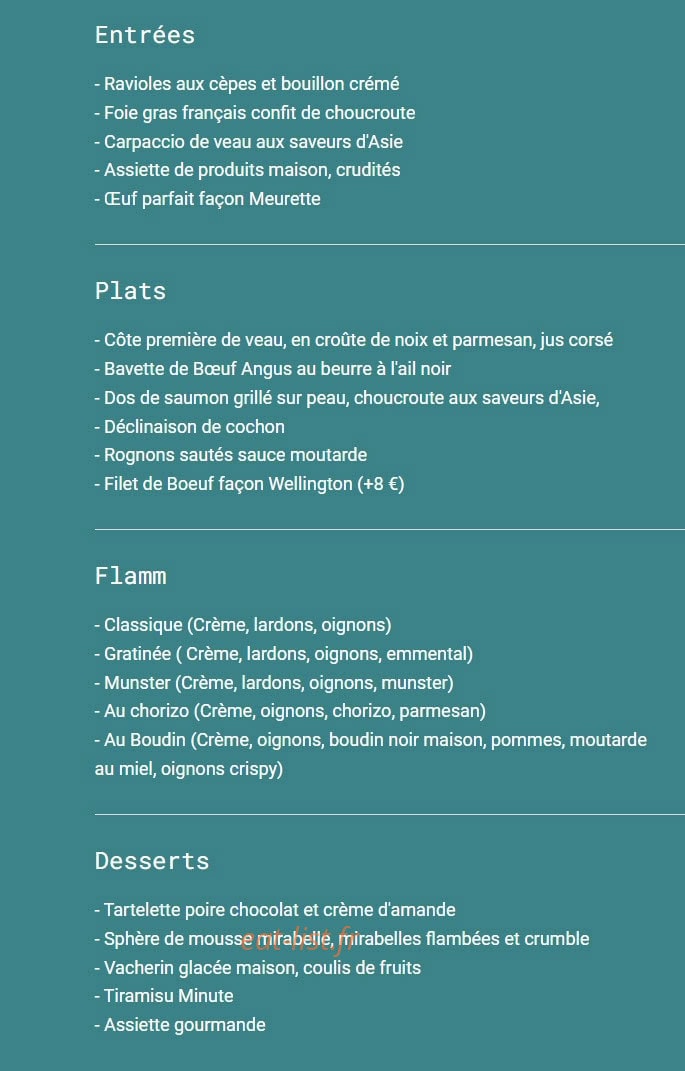 Restaurant Juving — carte page 1