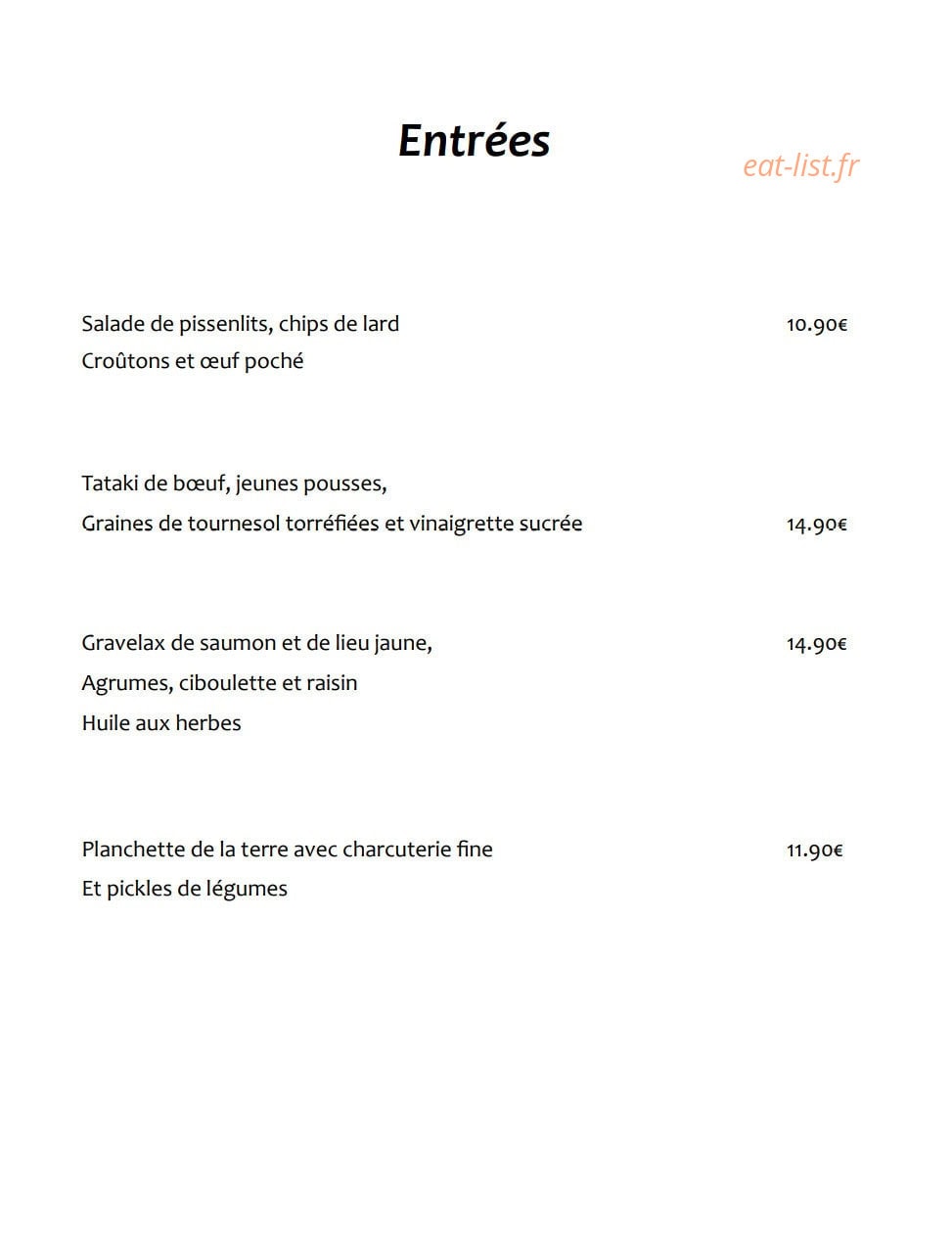 L'Escale des Gourmets — carte page 1
