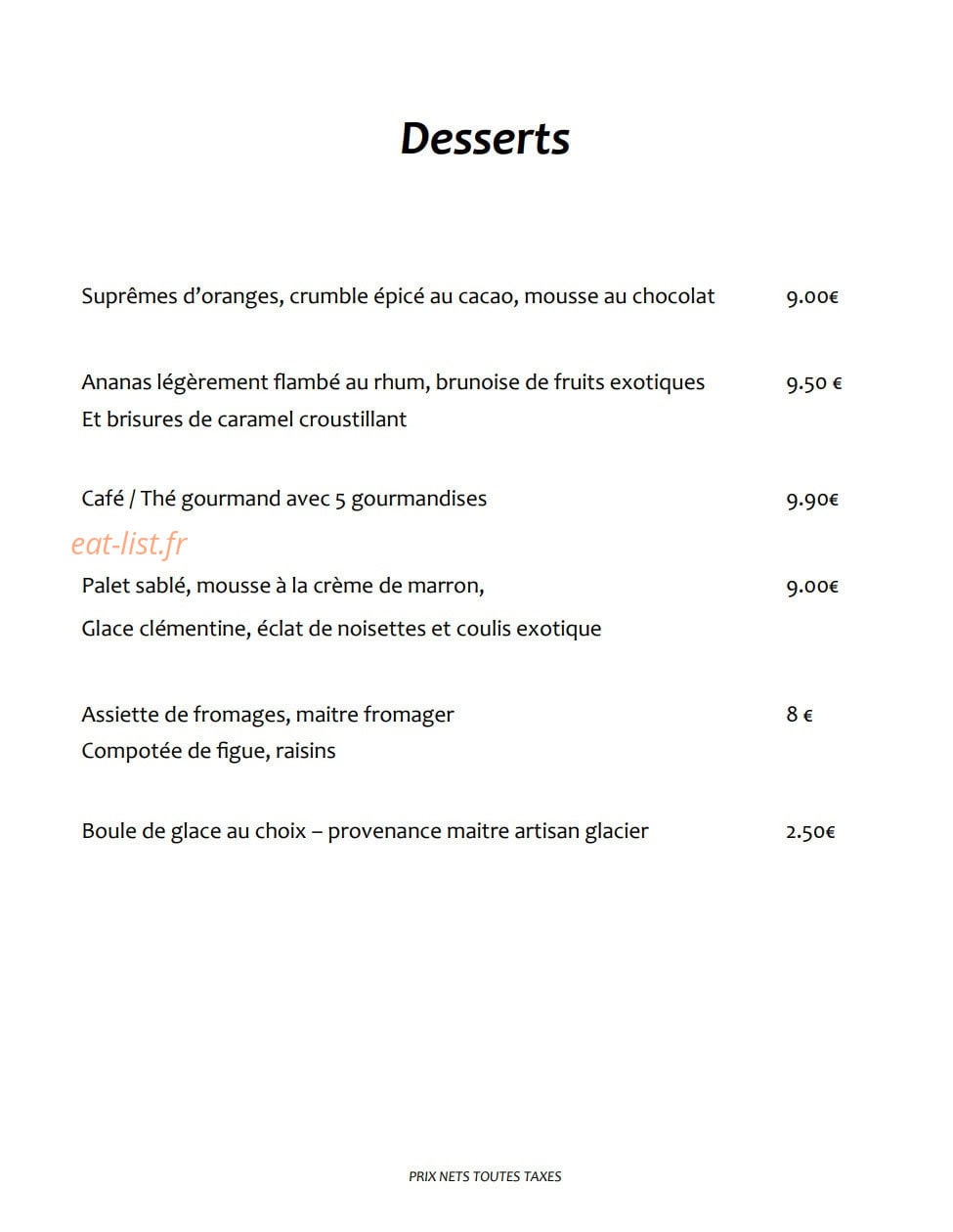 L'Escale des Gourmets — carte page 4
