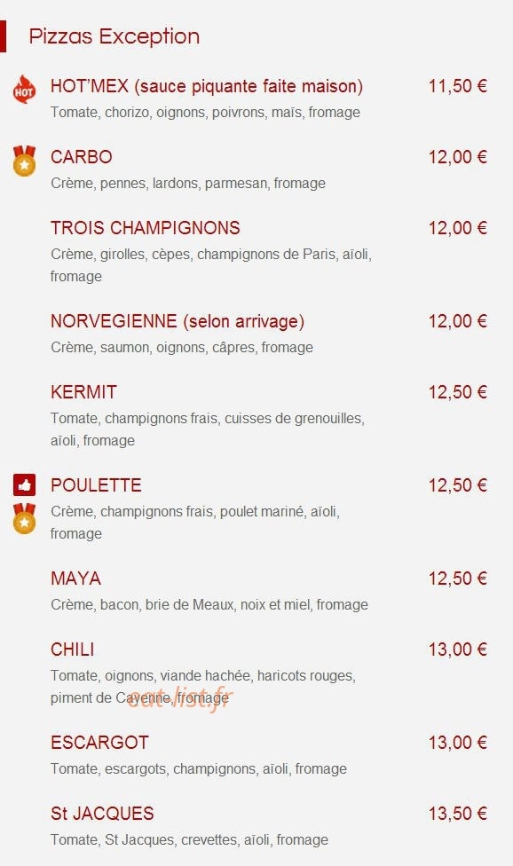 Sam Pizzas — carte page 3
