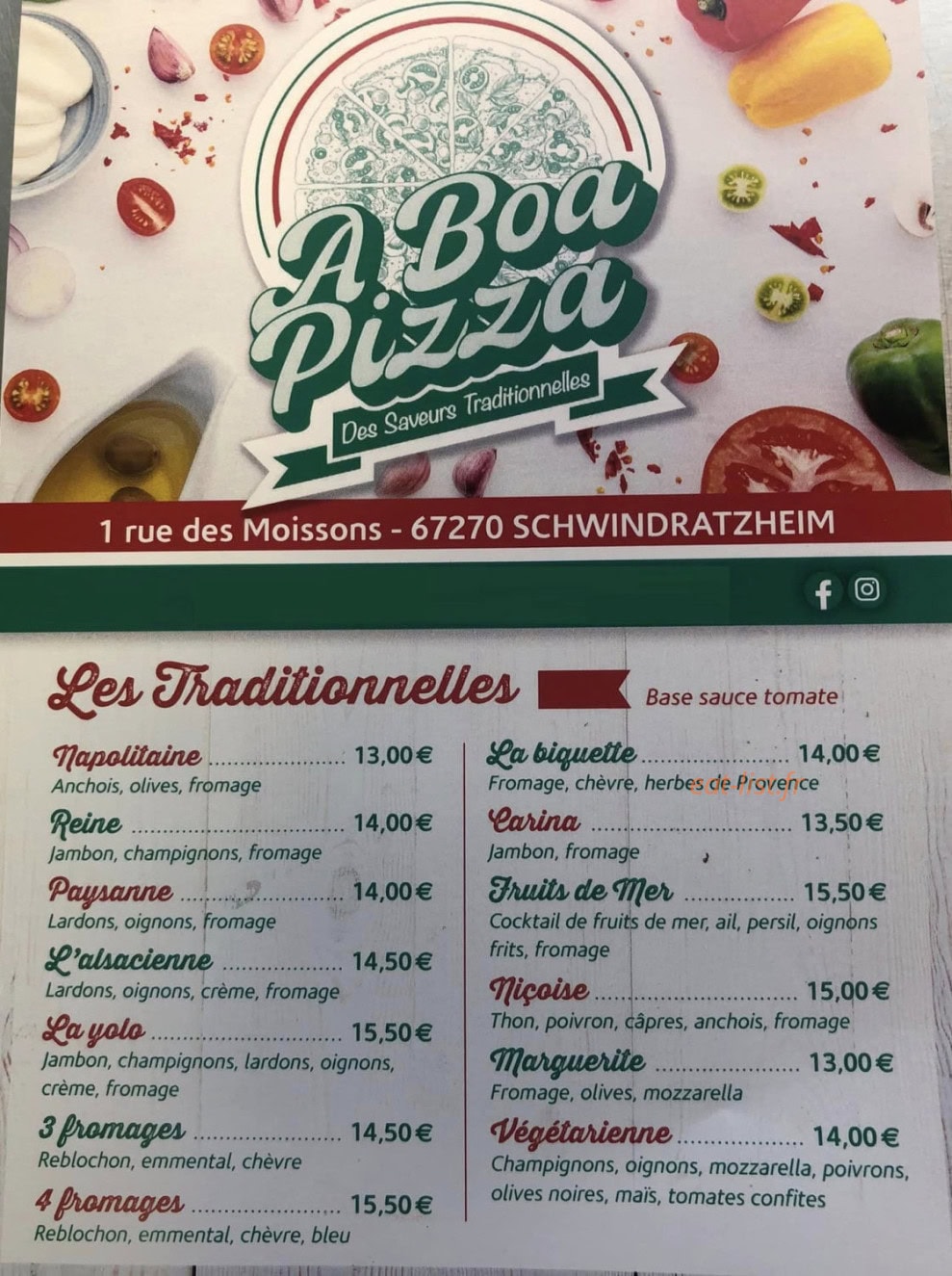 A Boa Pizza — carte page 1