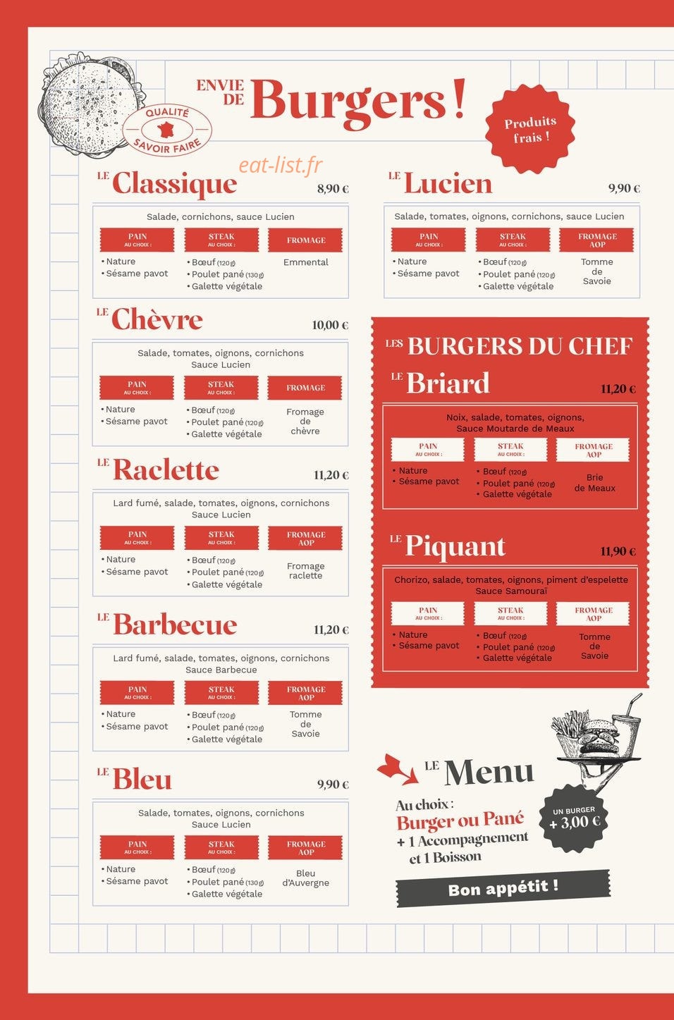 Les Burgers de Lucien — carte page 1