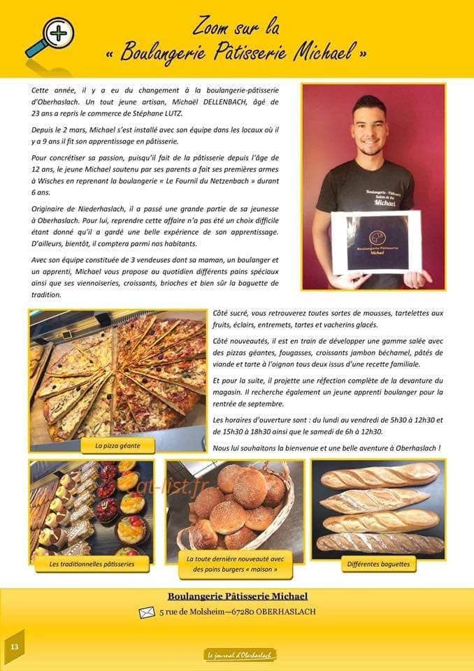 Carte et menu de Boulangerie Pâtisserie Michael à Oberhaslach — Les prestations