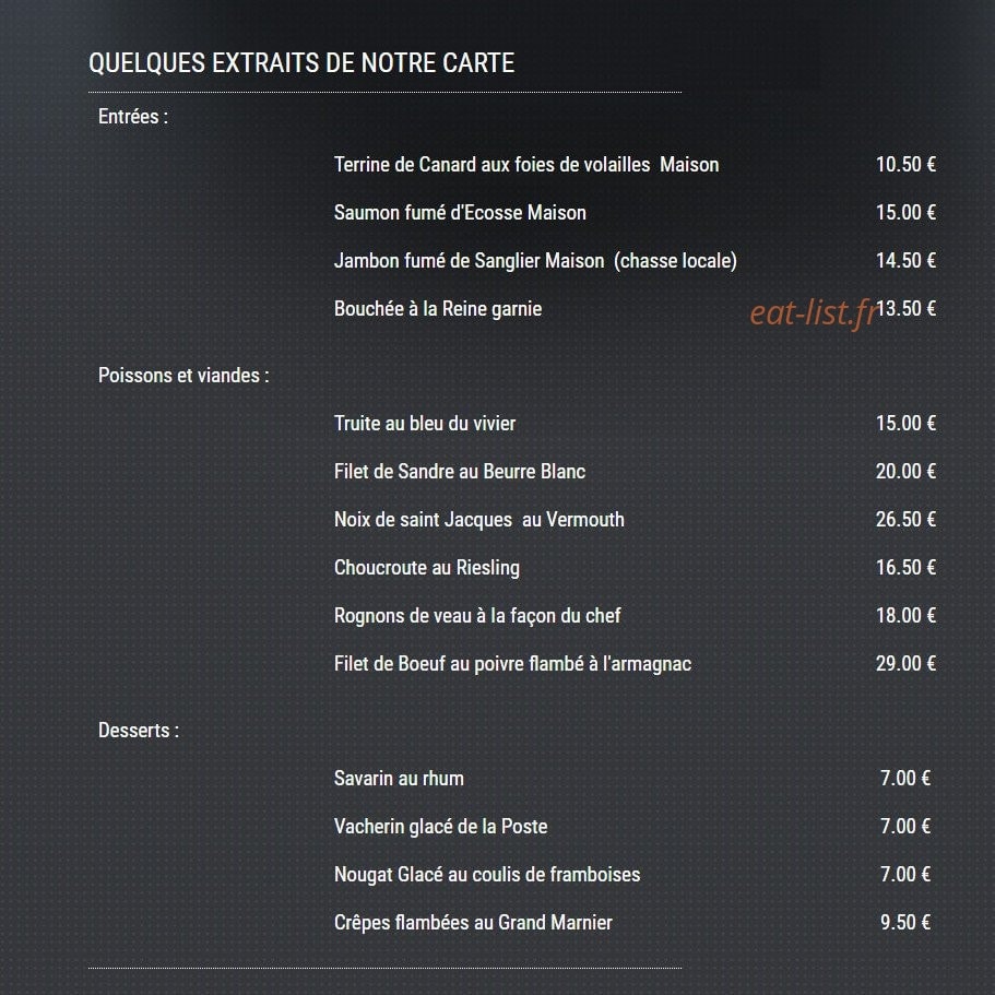 Hotel De La Poste — carte page 1