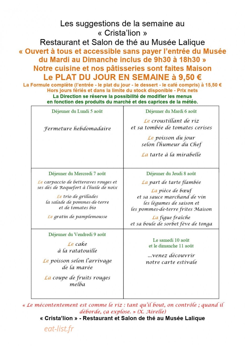 Au Lion d'Or — carte page 16