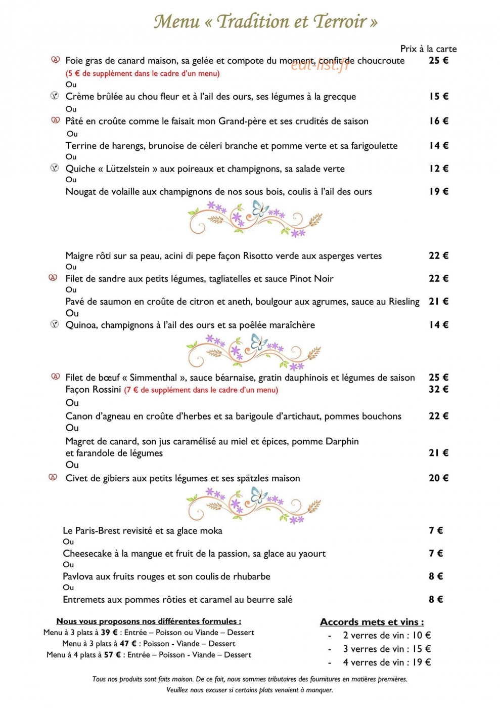 Au Lion d'Or — carte page 5
