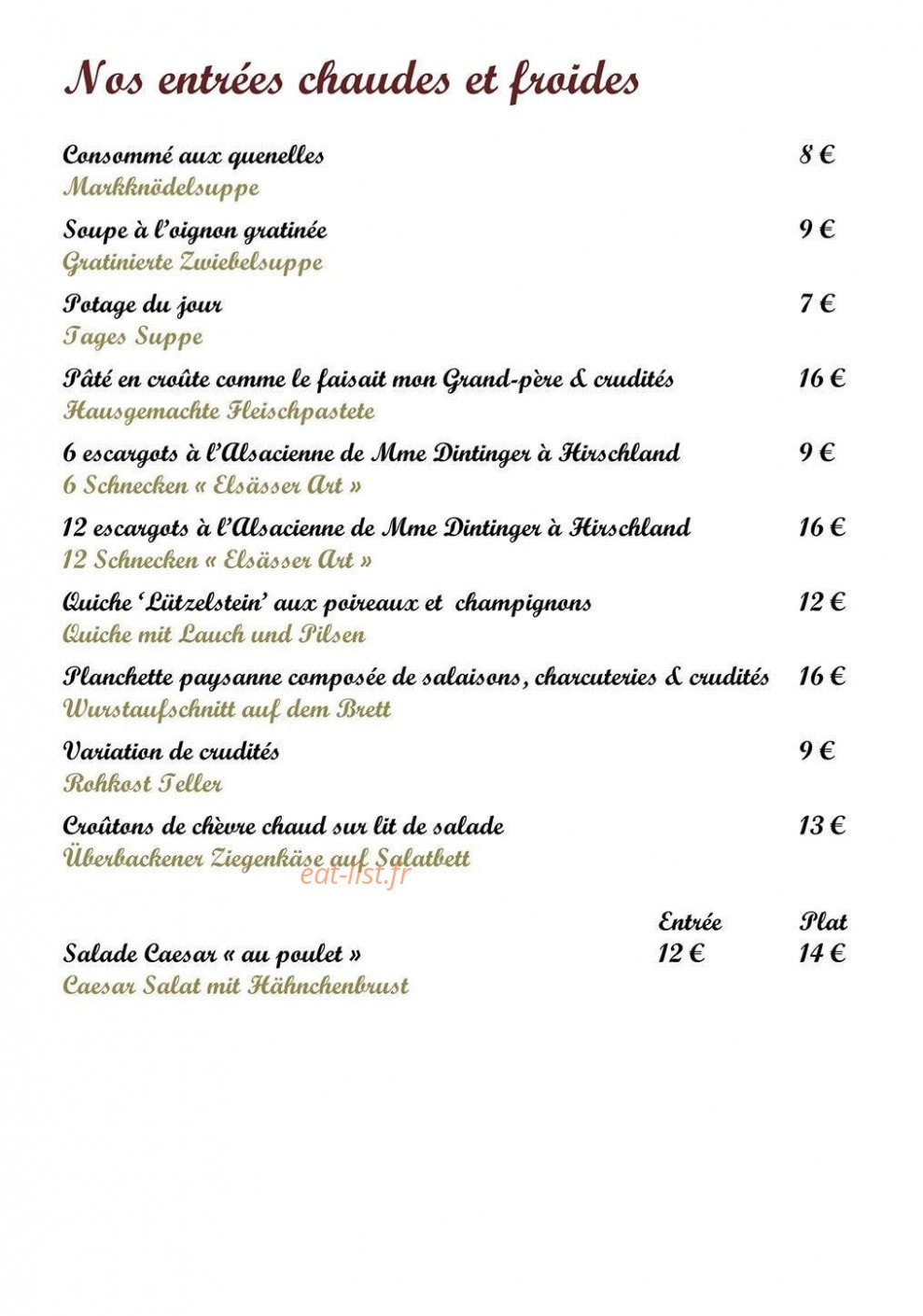 Au Lion d'Or — carte page 2