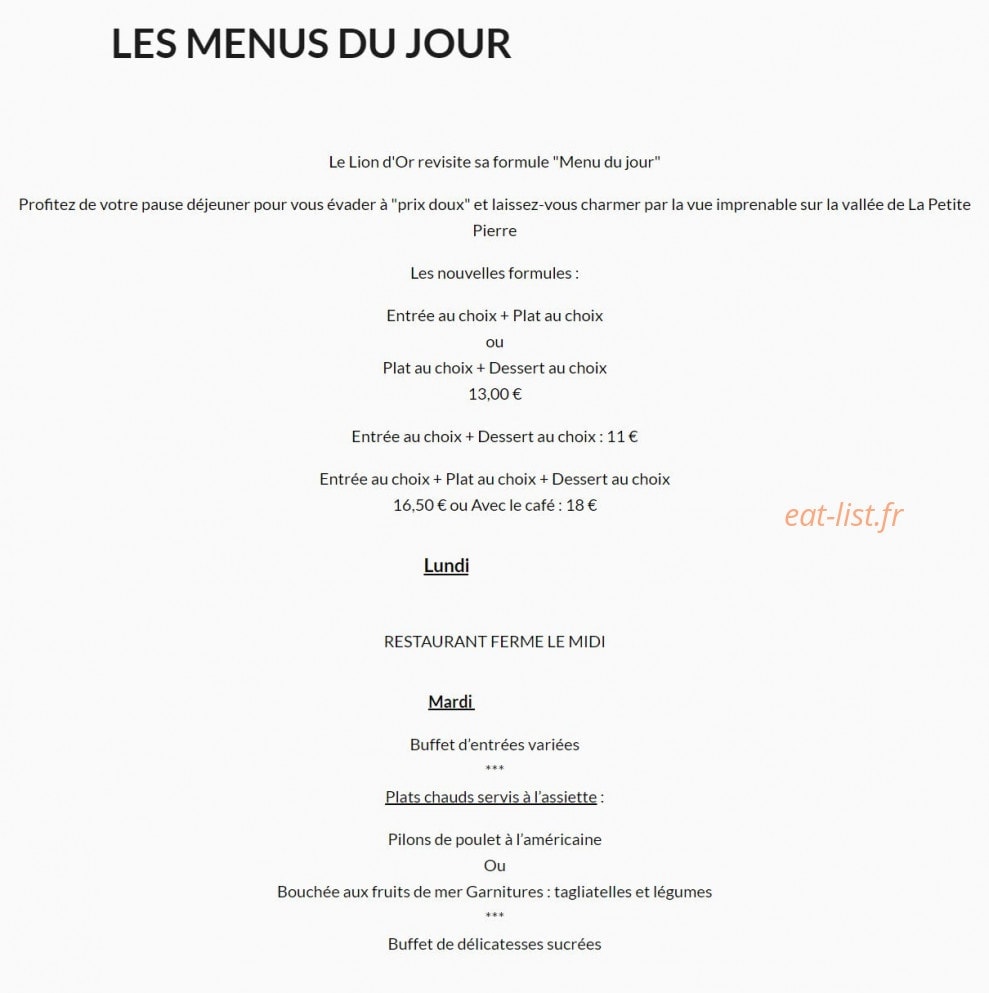 Au Lion d'Or — carte page 10