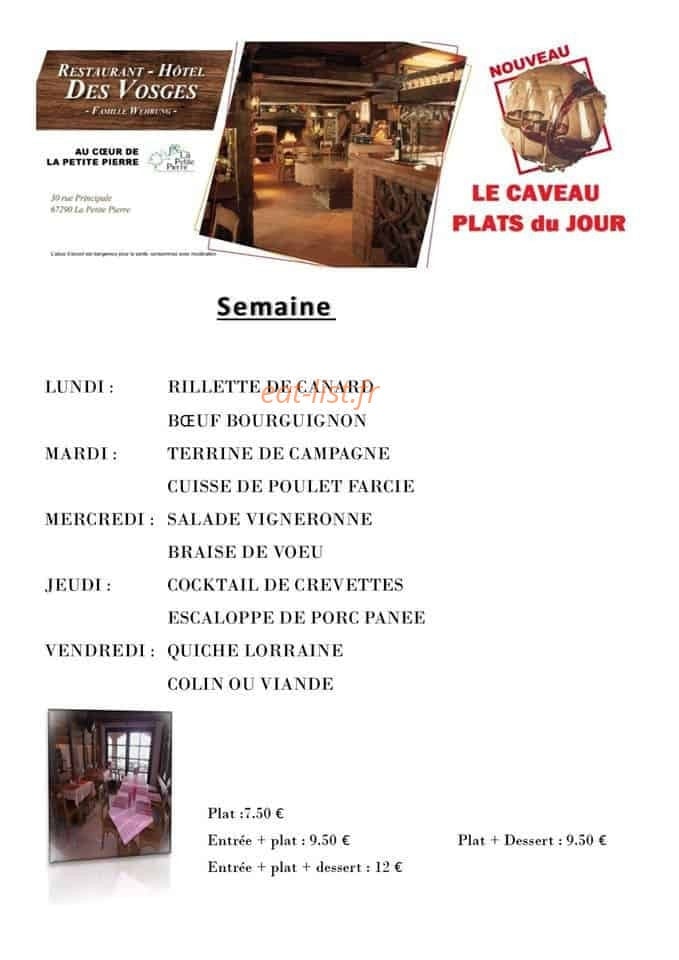 Hôtel-restaurant des Vosges — carte page 4