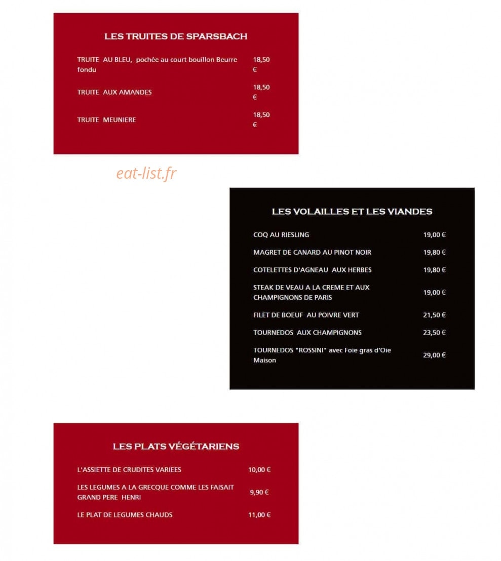 Hôtel-restaurant des Vosges — carte page 6