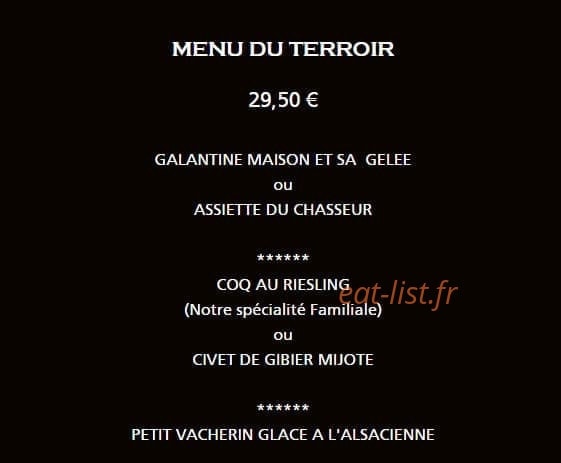 Hôtel-restaurant des Vosges — carte page 1